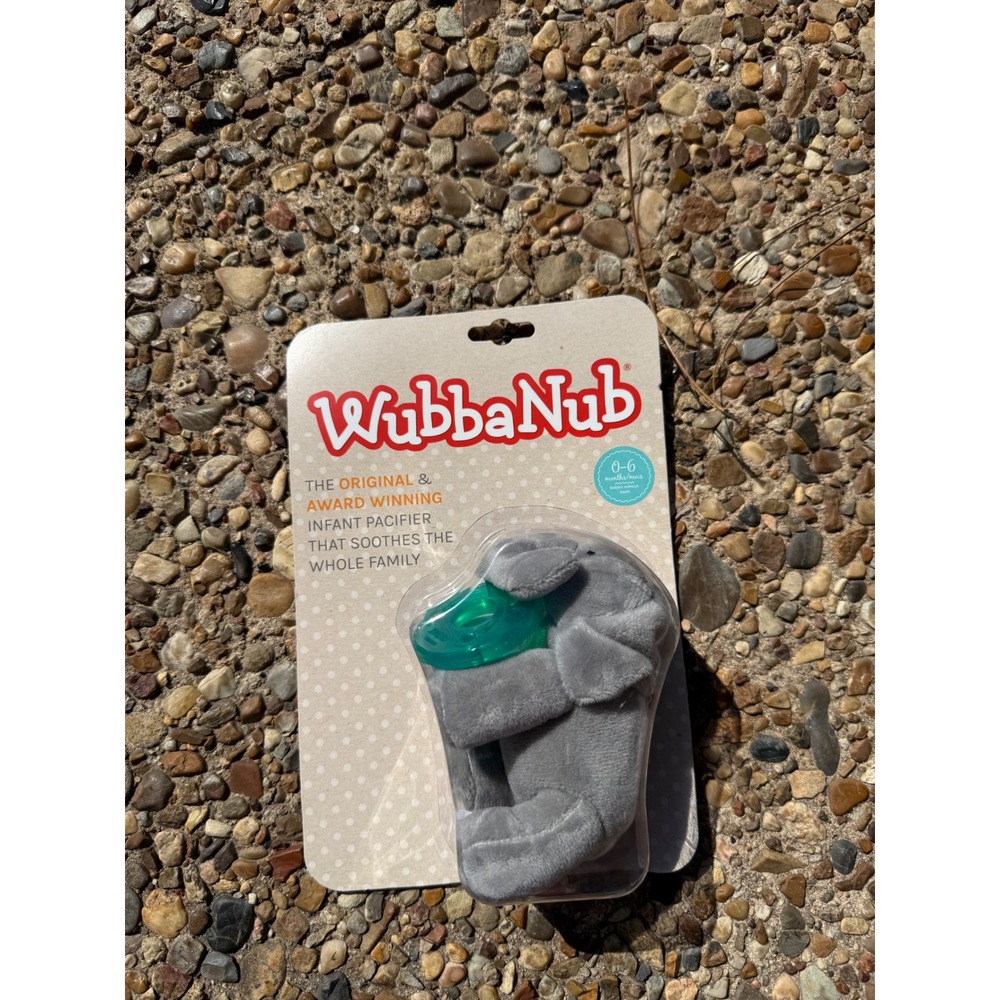 WubbaNub Infant Pacifier Plush Elephant Gray 0-6 Months New